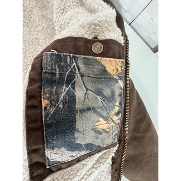 "Legendary" Womens Brown Zip CHore Coat Vintage Y2K SZ L Western Sherpa Lined - Picture 7 of 13